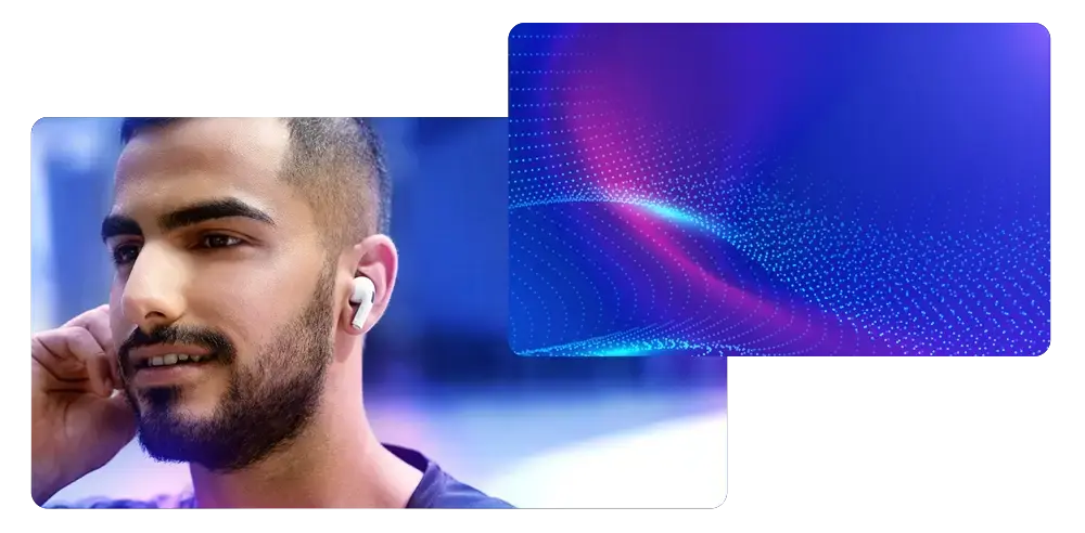 man listening to earbuds