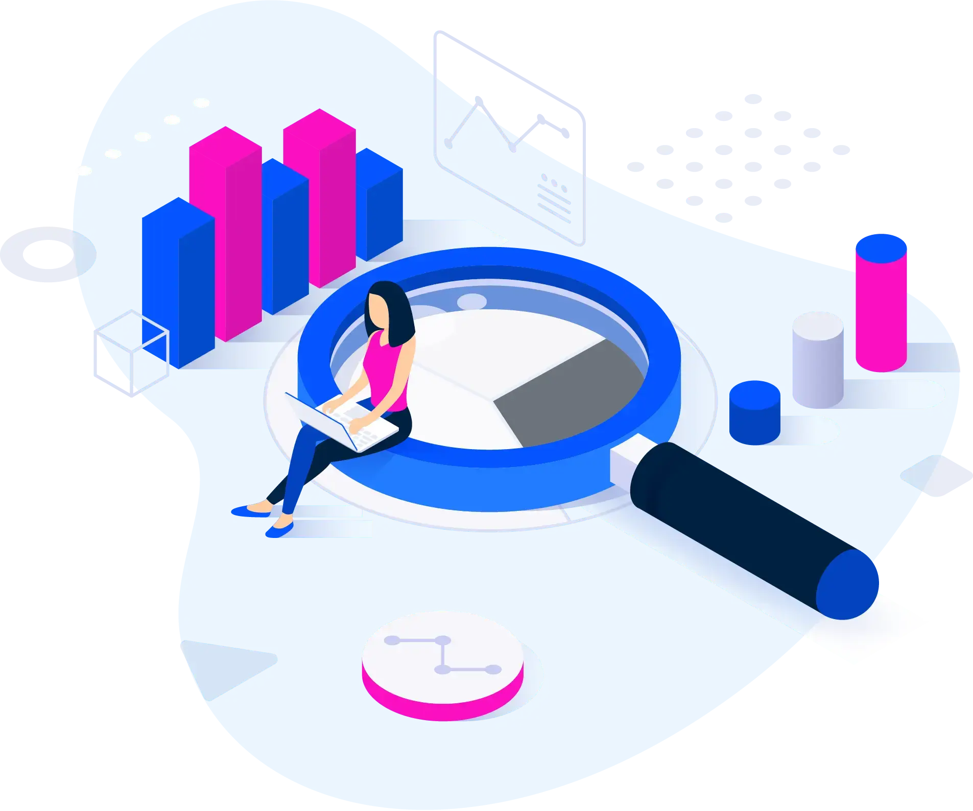 illustration of woman analyzing data